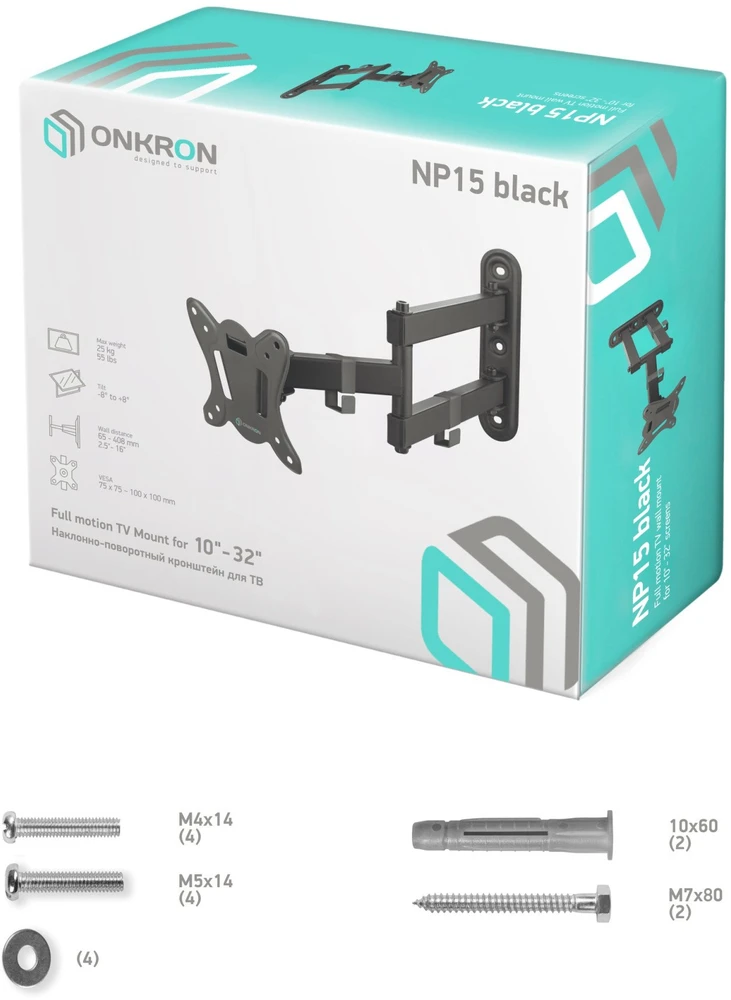 Laikiklis TV SET ACC WALL MOUNT /10-32"/Juodas NP15-B ONKRON