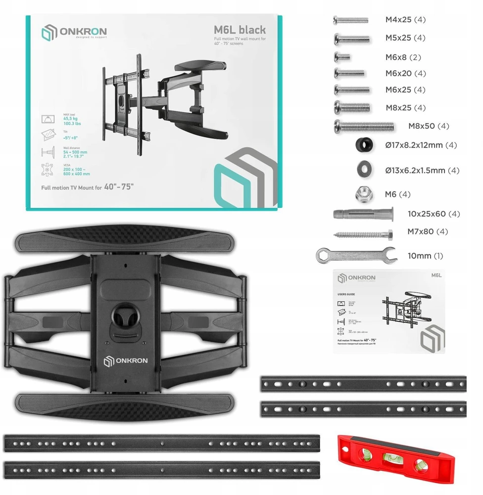 Laikiklis TV SET ACC WALL MOUNT/40-75"/Juodas M6L-B ONKRON