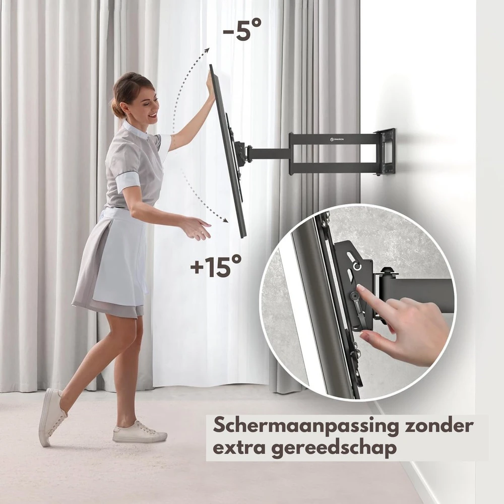 ONKRON pakreipiamas ir pasukamas televizoriaus laikiklis 40"-75" televizoriams, maks. 68 kg, juodas