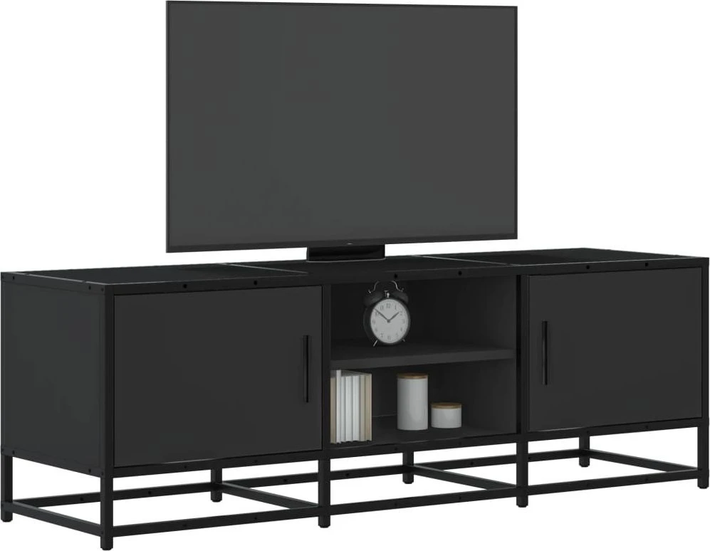 TV staliukas Televizoriaus spintelė, juoda, 120x35x41cm, mediena ir metalas