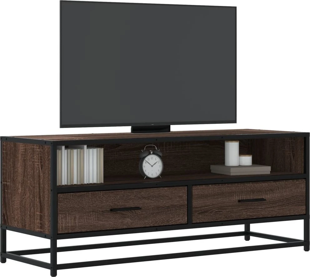 TV staliukas Televizoriaus spintelė, ruda, 100x34,5x40cm, mediena ir metalas