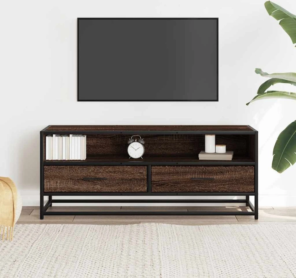 TV staliukas Televizoriaus spintelė, ruda, 100x34,5x40cm, mediena ir metalas