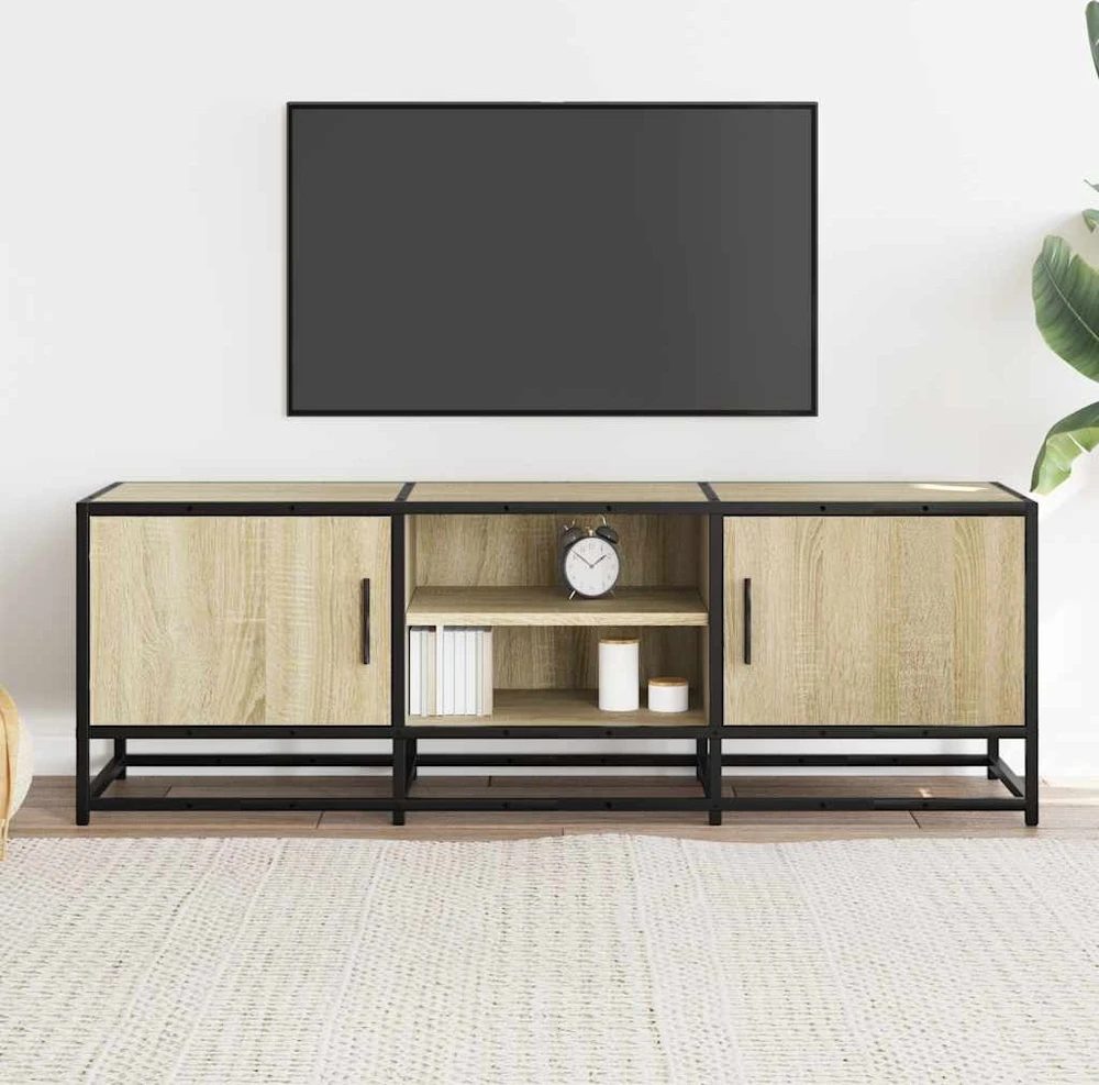 TV staliukas Televizoriaus spintelė, ąžuolo, 120x35x41cm, mediena ir metalas