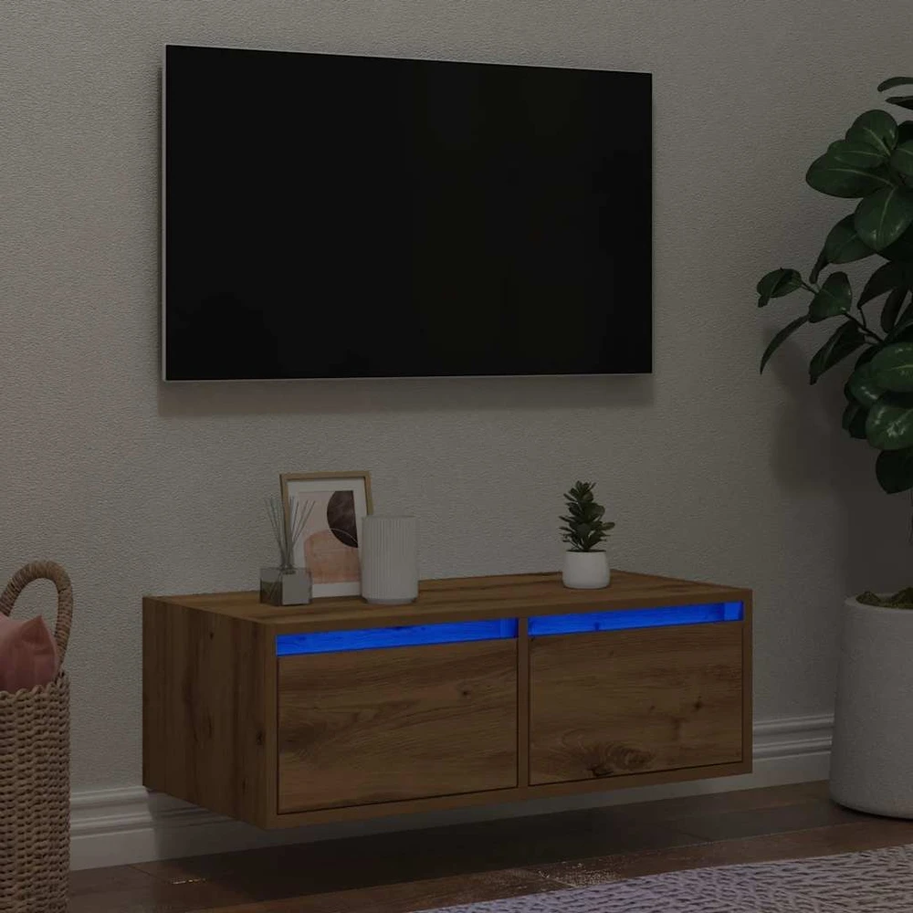 TV staliukas Televizoriaus spintelė su LED, artisano, 75x35,5x25 cm