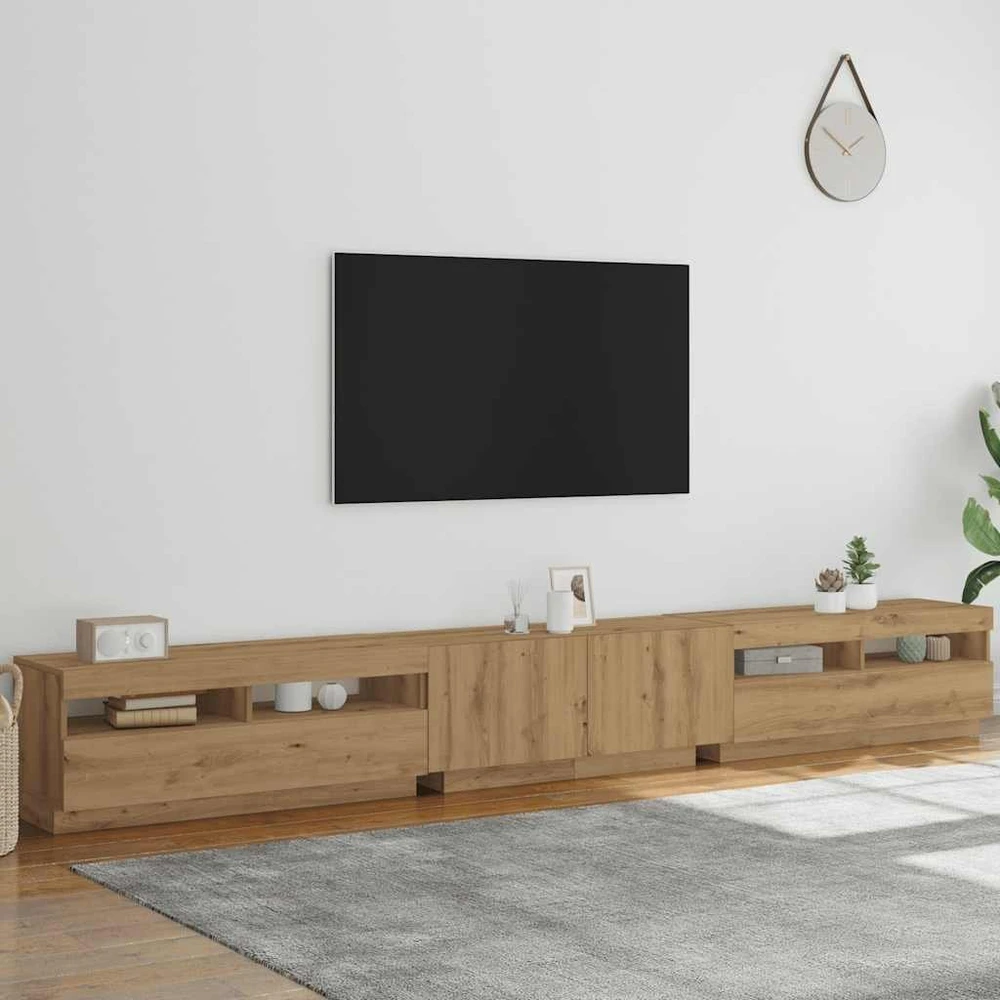 TV staliukas televizoriaus spintelė su LED lemputėmis Artisan ąžuolas