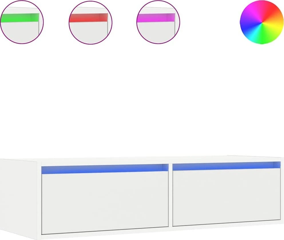 TV staliukas Televizoriaus spintelė su LED apšvietimu, balta, 100X35,5x25 cm