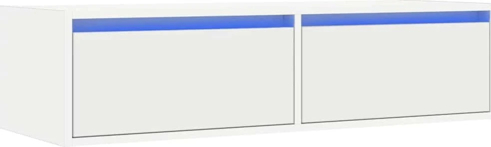 TV staliukas Televizoriaus spintelė su LED apšvietimu, balta, 100X35,5x25 cm