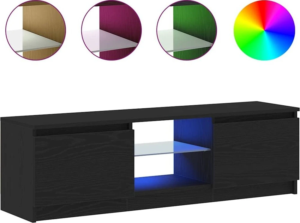 TV staliukas TV spintelė su LED lemputėmis, juodo ąžuolo spalvos, 120x30x36 cm, inžinerinė mediena