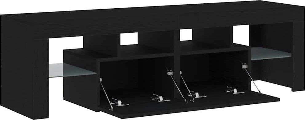 TV staliukas TV spintelė su LED lemputėmis, juodo ąžuolo spalvos, 140x36,5x40cm, inžinerinė mediena