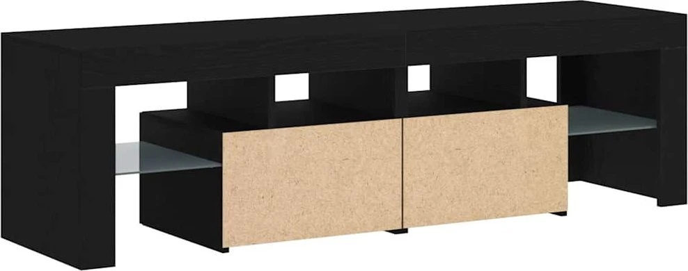 TV staliukas TV spintelė su LED lemputėmis, juodo ąžuolo spalvos, 140x36,5x40cm, inžinerinė mediena