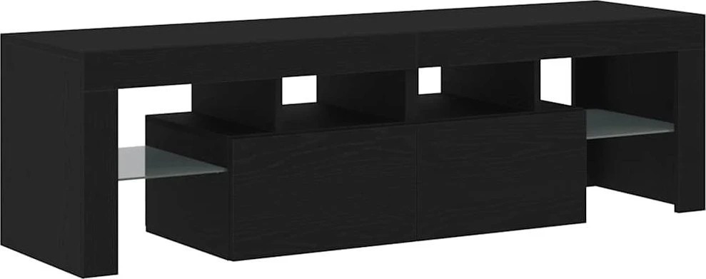 TV staliukas TV spintelė su LED lemputėmis, juodo ąžuolo spalvos, 140x36,5x40cm, inžinerinė mediena