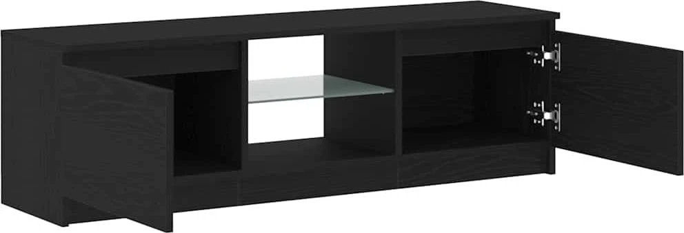 TV staliukas TV spintelė su LED lemputėmis, juodo ąžuolo spalvos, 120x30x36 cm, inžinerinė mediena