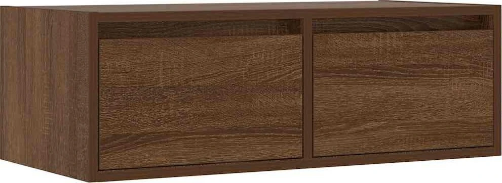 TV staliukas Televizoriaus spintelė su LED, ruda ąžuolo, 75x35,5x25 cm