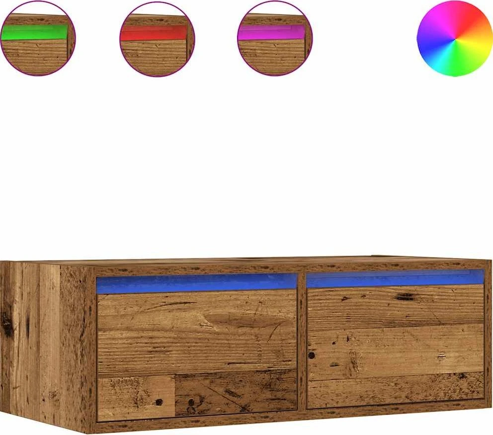 TV staliukas Televizoriaus spintelė su LED, medienos, 75x35,5x25 cm