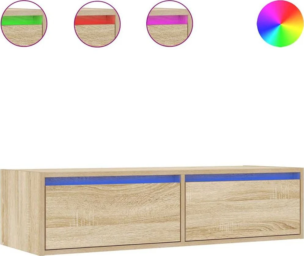 TV staliukas Televizoriaus spintelė su LED apšvietimu, ąžuolo, 100X35,5x25cm