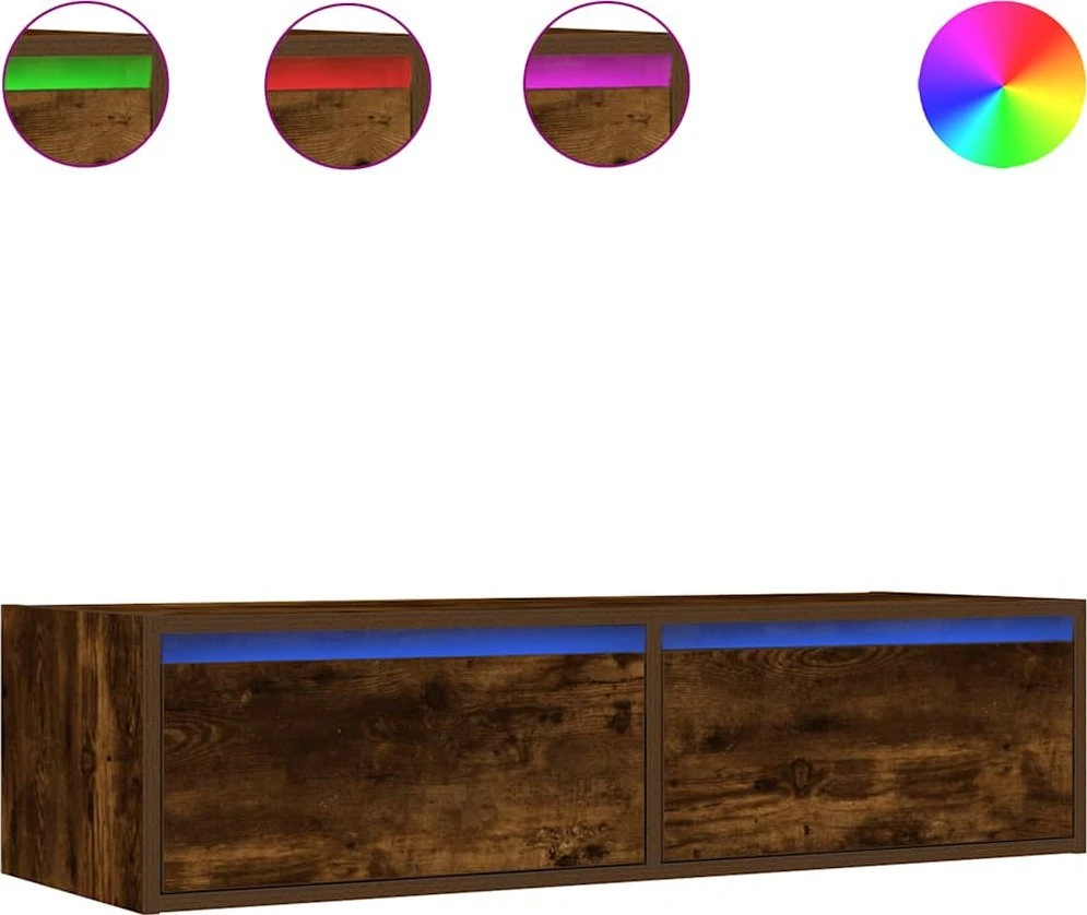 TV staliukas TV spintelė su LED lemputėmis, dūminio ąžuolo, 100X35,5x25 cm