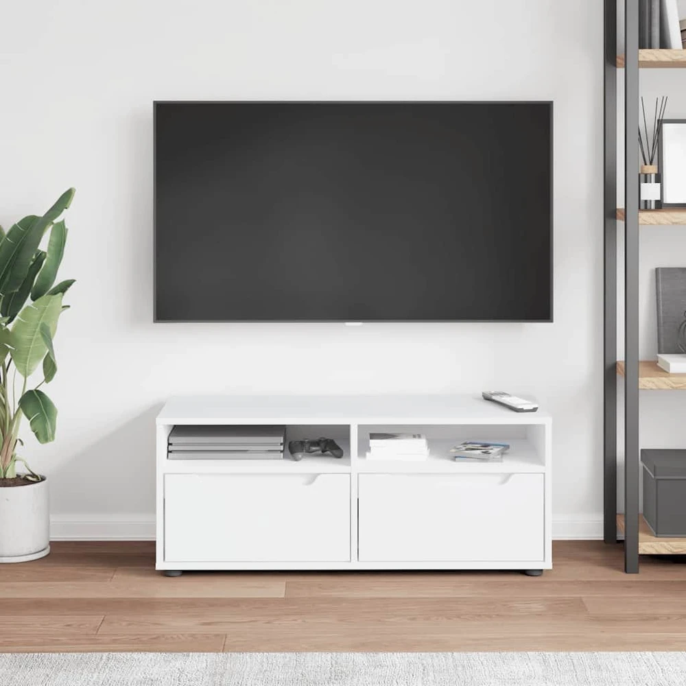 TV staliukas TV spintelė VISNES, balta, 100x40x38 cm, inžinerinė mediena