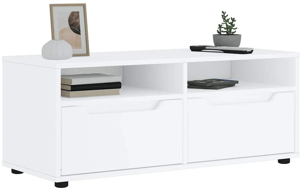 TV staliukas TV spintelė VISNES, balta, 100x40x38 cm, inžinerinė mediena