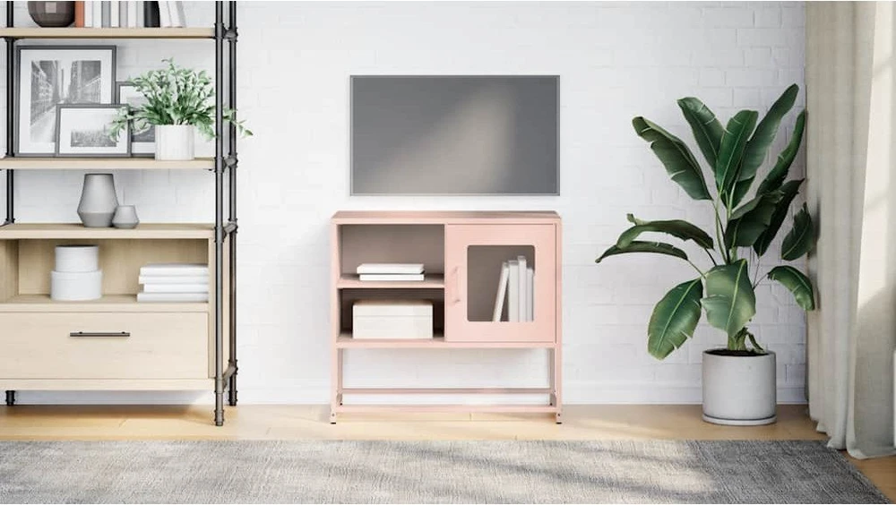 TV staliukas Televizoriaus spintelė, rožinės spalvos, 68x39x60,5cm, plienas