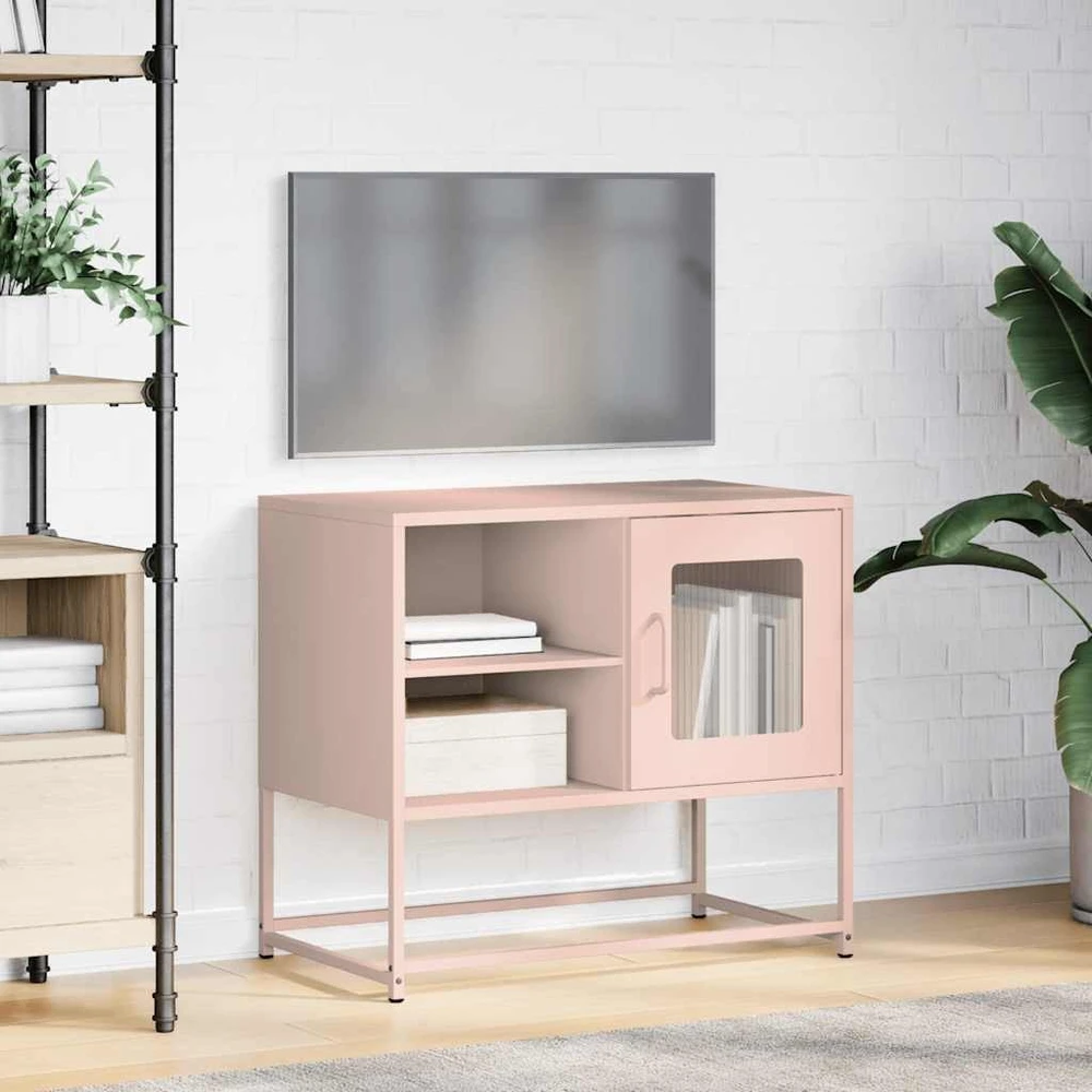 TV staliukas Televizoriaus spintelė, rožinės spalvos, 68x39x60,5cm, plienas