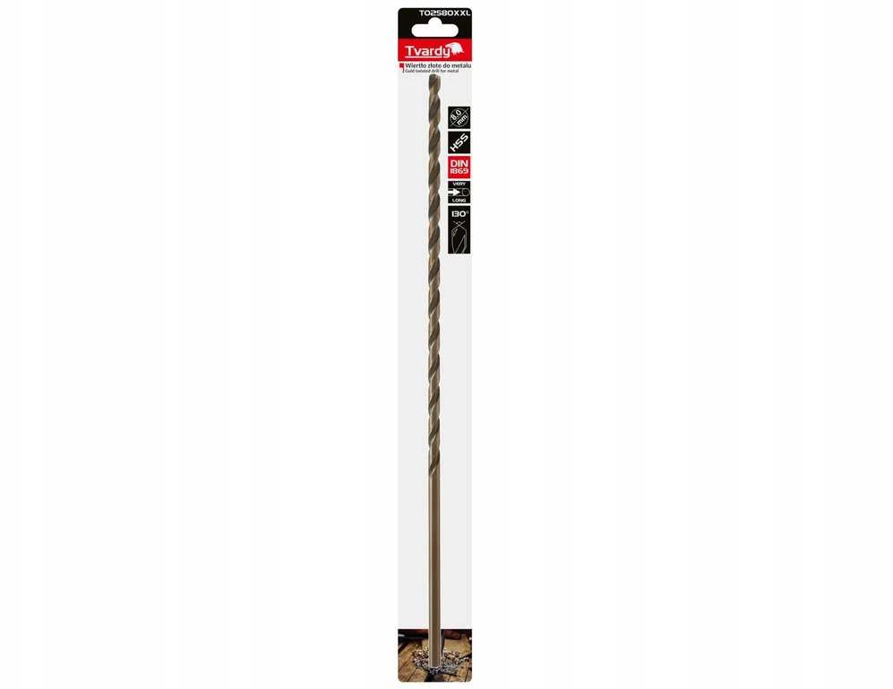 Tvardy grąžtas Gold grąžtas metalui ilgas 8,0 x 390 mm HSS DIN1869 (25/100)