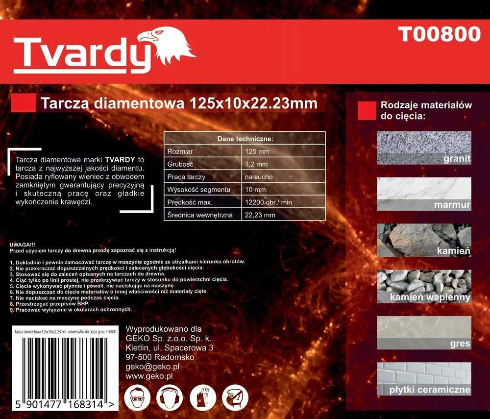 „Tvardy“ deimantinis diskas 125x10x22,23 mm universalus akmens masės pjovimui (100)