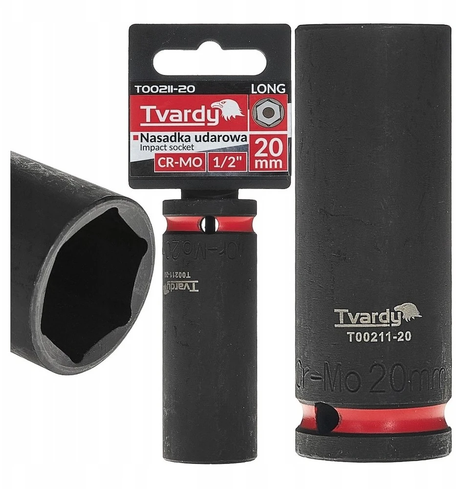 Tvardy Ilgas smūginis antgalis 1/2'' 6-kampis 20mm CR-MO (6/36)