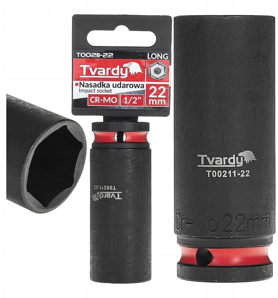 Tvardy Nasadka smūginis długa 1/2'' 6-kąt 22mm CR-MO (6/48)