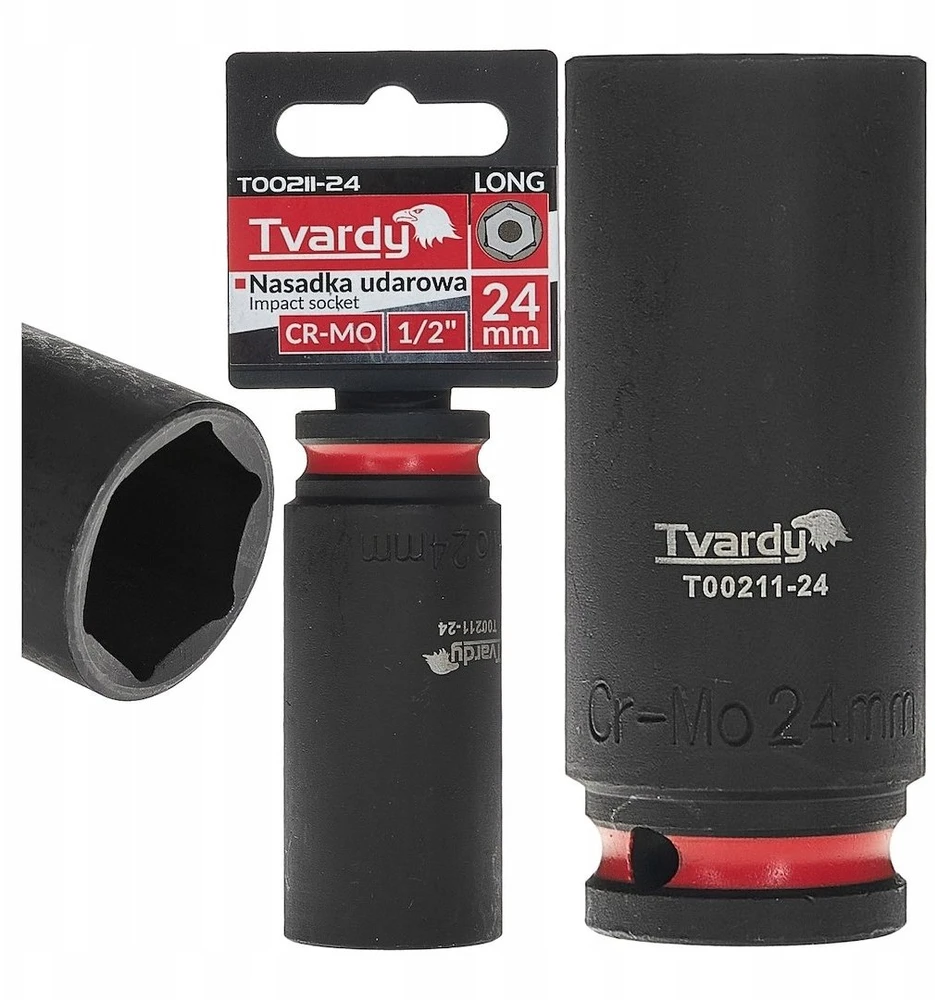 Tvardy Nasadka smūginis długa 1/2'' 6-kąt 24mm CR-MO (6/36)