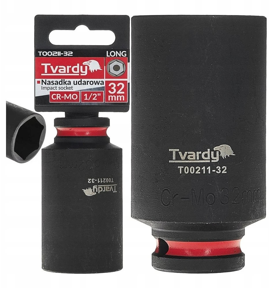 Tvardy Nasadka smūginis długa 1/2'' 6-kąt 32mm CR-MO (6/36)