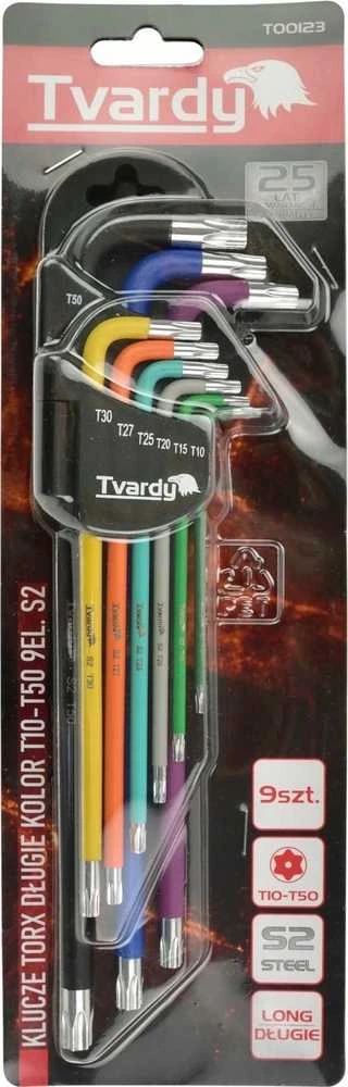 Tvardy Ilgi šešiakampiai raktai, spalvoti, 1,5–10 mm, 9 vnt. S2 (24)