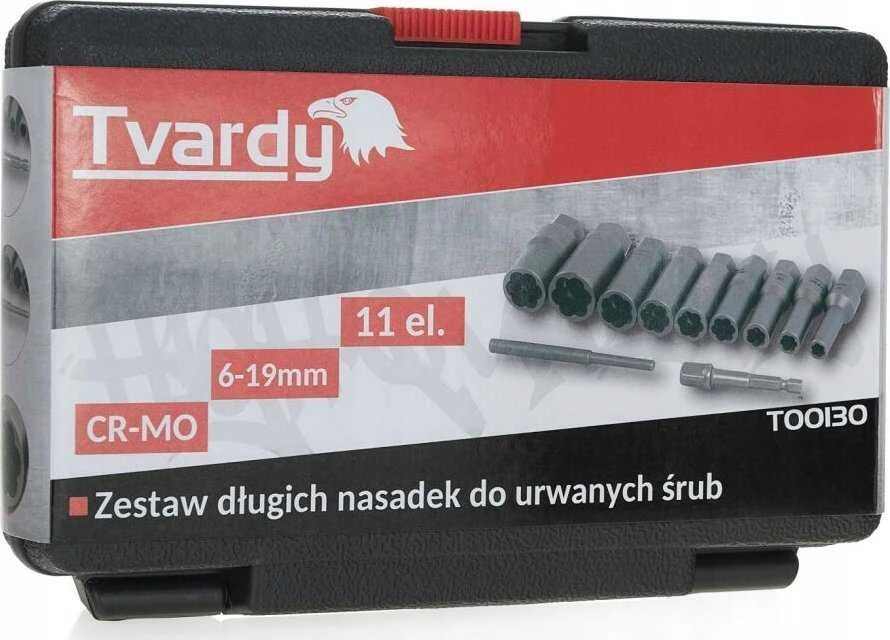 Tvardy Ilgų galvučių rinkinys nulūžusiems varžtams, 11 vnt. 6–19 mm CR-MO (10)
