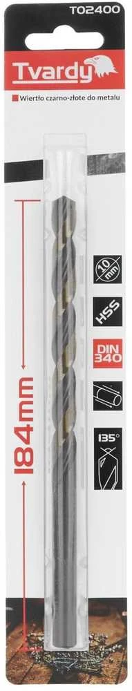 Tvardy grąžtas Juodos-auksinės spalvos metalo grąžtas pailgintas HSS M2 10.0mm (1/50/200)