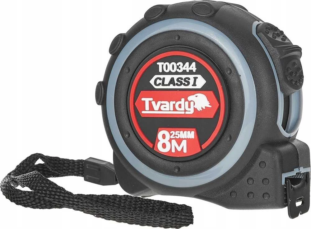 Dvipusė nailono matavimo ruletė „Tvardy“, 8 m / 25 mm, I KLASĖ (6/60)