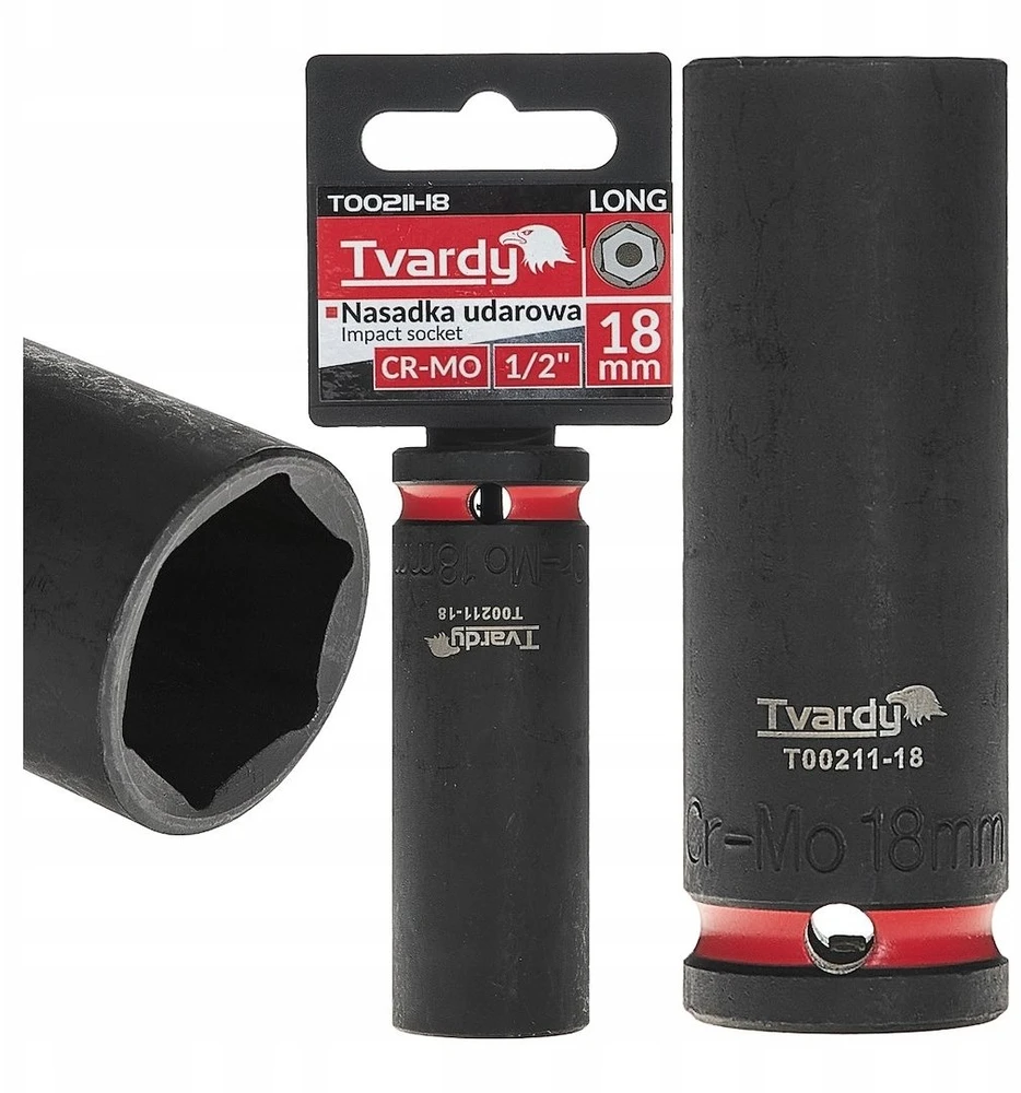 Tvardy Ilgas smūginis antgalis 1/2'' 6-kampis 18mm CR-MO (6/72)