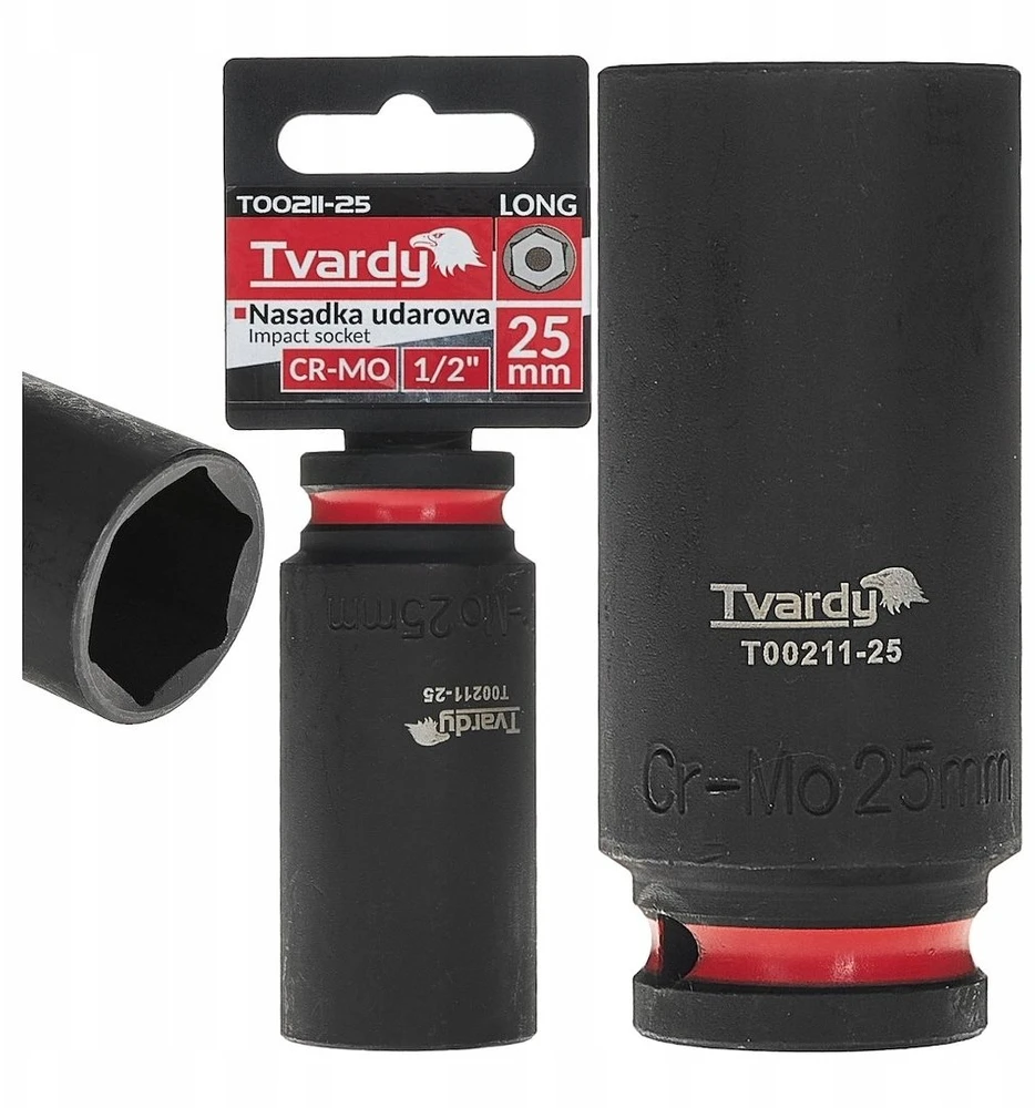 Tvardy Nasadka smūginis długa 1/2'' 6-kąt 25mm CR-MO (6/36)