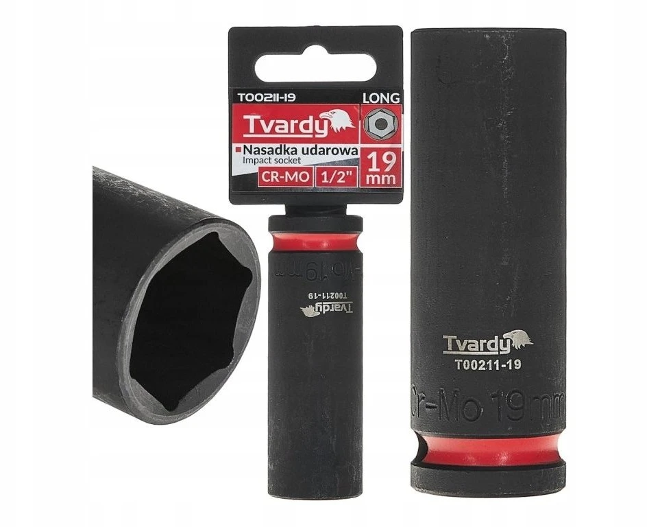 Tvardy Ilgas smūginis antgalis 1/2'' 6-kampis 19mm CR-MO (6/72)