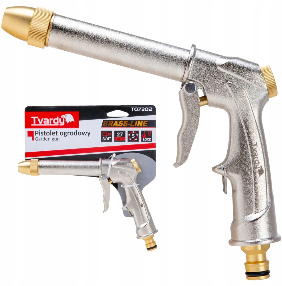 „Tvardy“ reguliuojamas sodo pistoletas, ilgas, BRASS-LINE (20)