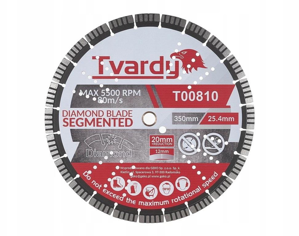Tvardy Deimantinis segmentinis diskas 350x12x25.4/20mm su žiedu (10)