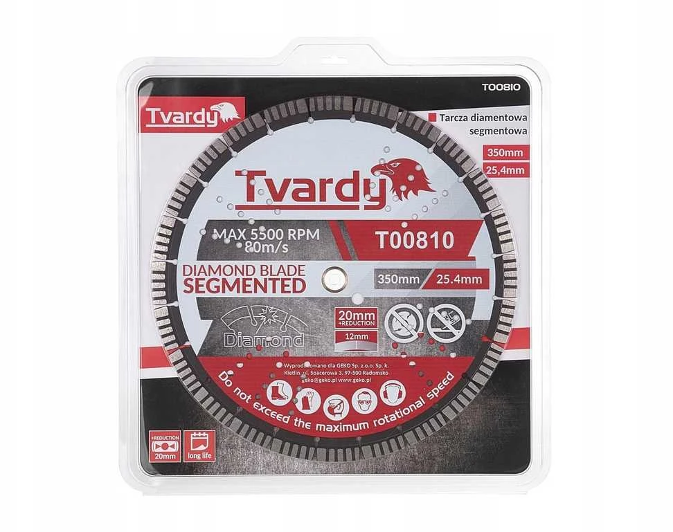 Tvardy Deimantinis segmentinis diskas 350x12x25.4/20mm su žiedu (10)