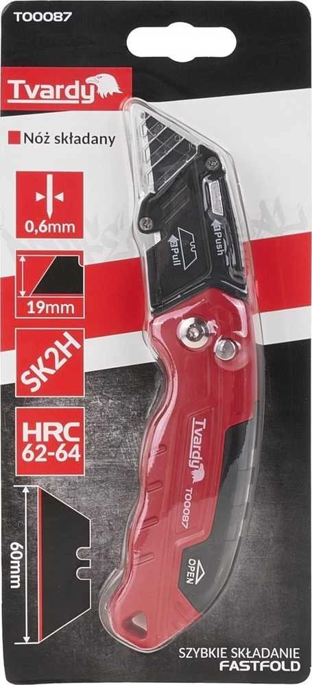 Tvardy sulankstomas peilis FASTFOLD su trapecijos ašmenimis 60x19x0,6mm SK2H TVARDY (10/60)