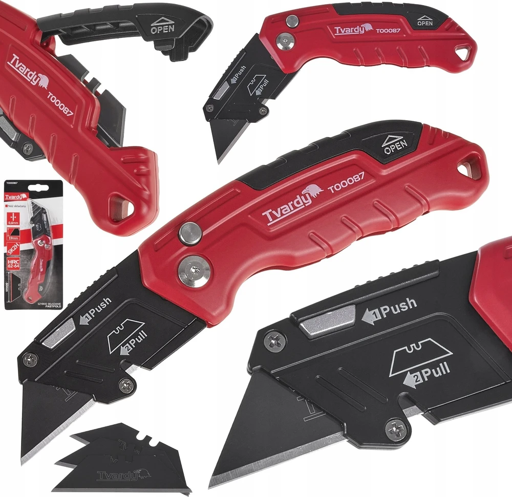 Tvardy sulankstomas peilis FASTFOLD su trapecijos ašmenimis 60x19x0,6mm SK2H TVARDY (10/60)