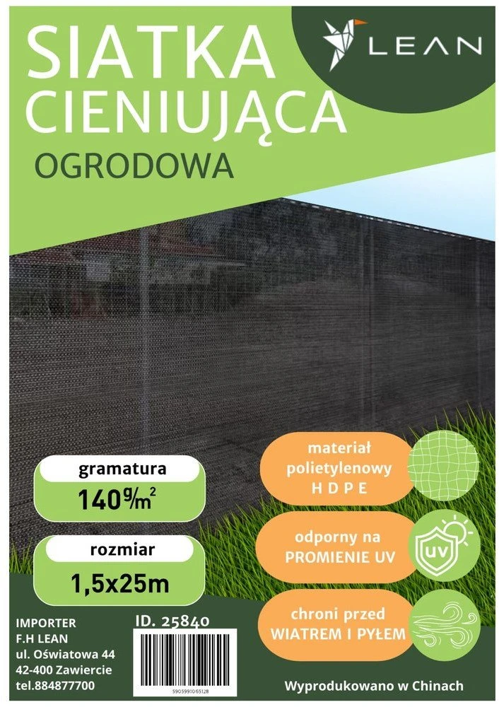 Lean Apsauginis tinklas tvorai, balkonui, 1,5 x 25 m, 140 g/m²