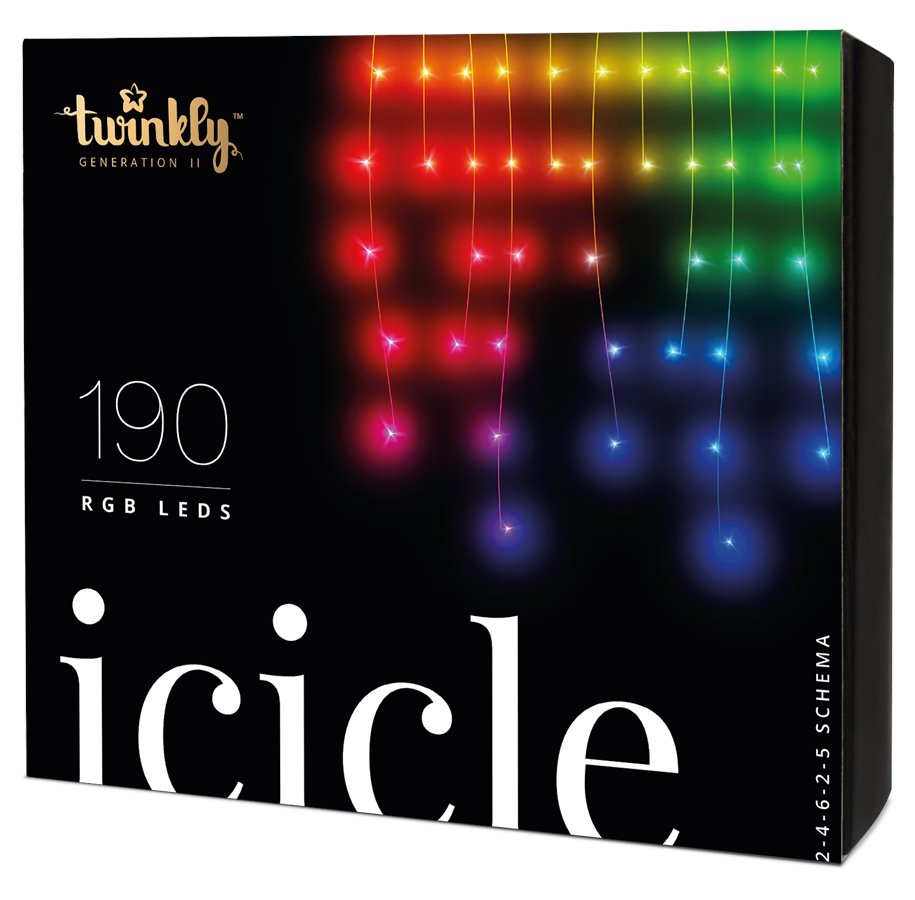 Kalėdinė išmanioji lempučių girlianda Twinkly Icicle 190 LED RGB, varvekliai, daugiaspalvės