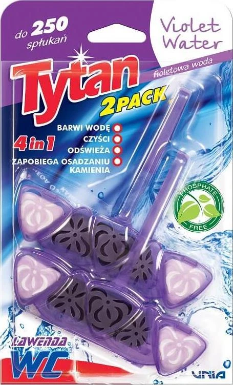 Unia Pakabinamas WC valiklis-gaiviklis Tytan Violet Vanduo 4 in 1, 2 x 40 g