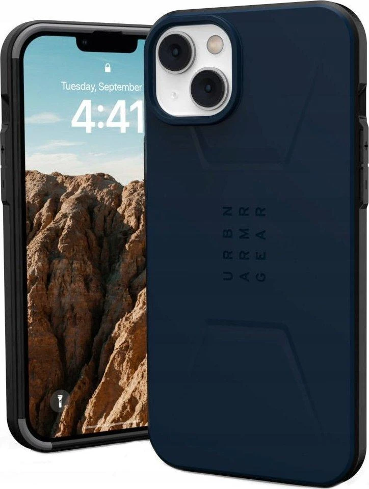 UAG Urban Armor Gear dėklas CIVILIAN, suderinamas su „MagSafe“, skirtas IPHONE 14 Plus, tamsiai mėlynas