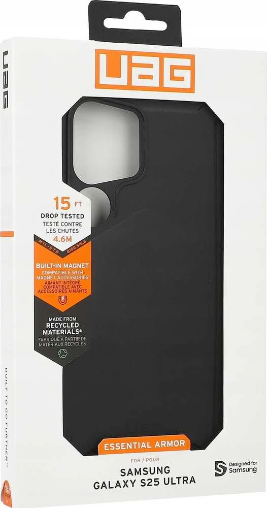 UAG Urban Armor Gear ESSENTIAL ARMOR MAGNET dėklas su įmontuotu magnetiniu moduliu, skirtu SAMSUNG S25 Ultra 5G juodas