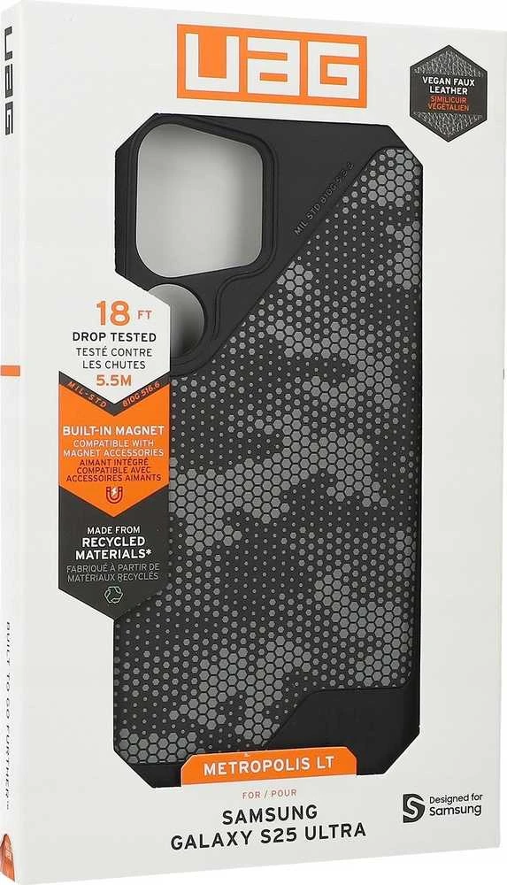 Dėklas Urban Armor Gear UAG Metropolis LT su magnetu, Micro Hex kamufliažinis grafitas - Samsung Galaxy S25 Ultra