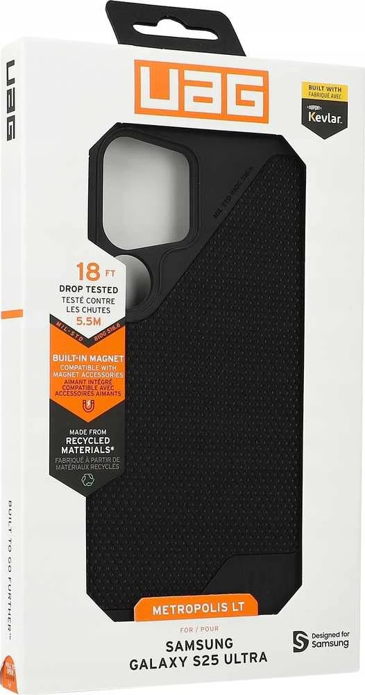 Dėklas Urban Armor Gear UAG Metropolis LT w/Magnet, Kevlar Juodas - Samsung Galaxy S25 Ultra