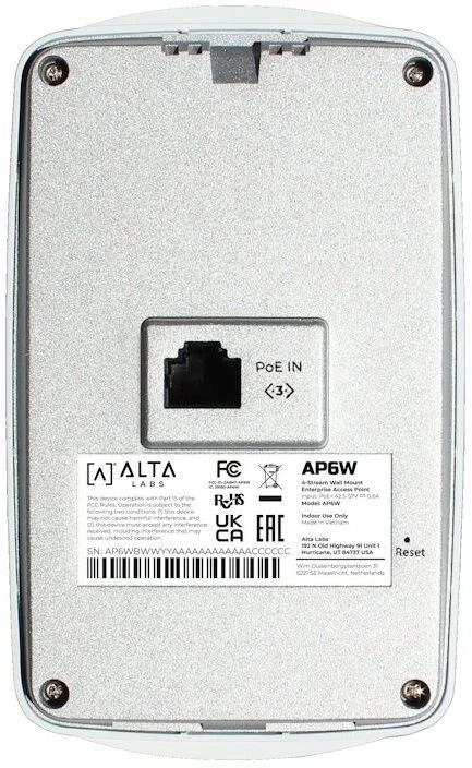 Maršrutizatorius Access Point Alta Labs Alta Labs AP6W Wi-Fi 6, Wall mount enterprise Access Point